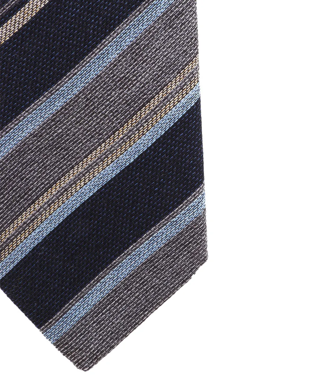 Grey and Navy Striped Cotton Tie