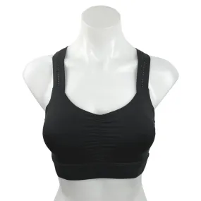 Handful Women's Black Ruched Front Y Back Active Wear Gym Sports Bra Top Size XS