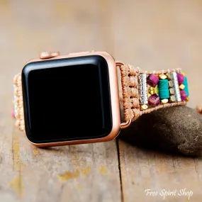 Handmade Purple Jasper & Turquoise Apple Watch Band