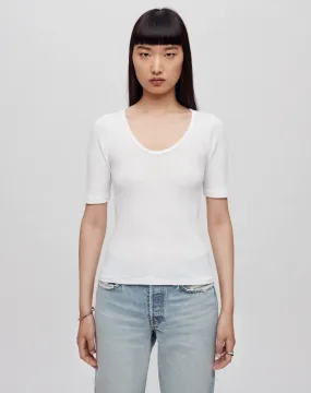 Hanes Ribbed Scoop Neck Tee - Optic White