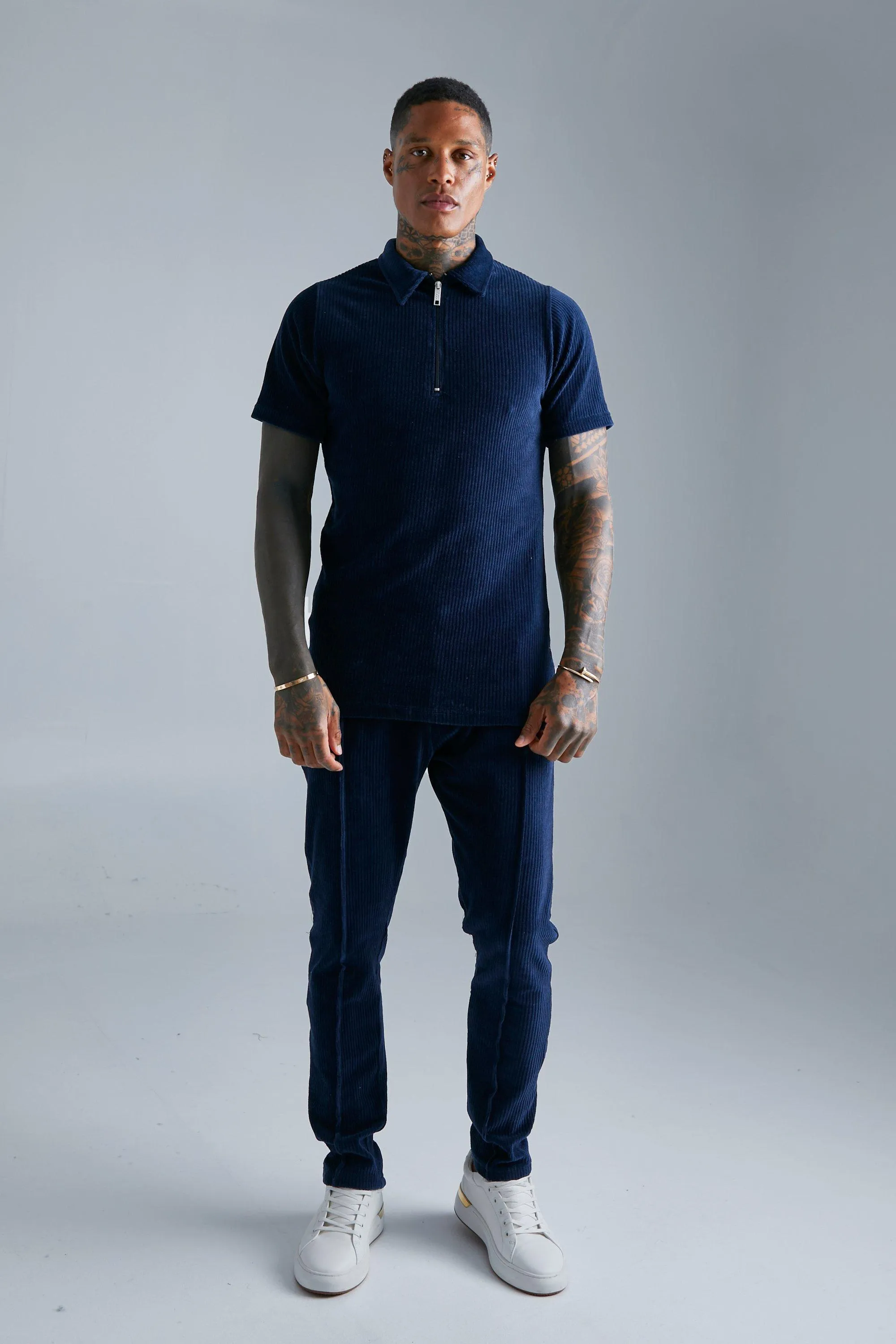 Heavyweight Ribbed Velour Polo & Jogger Set