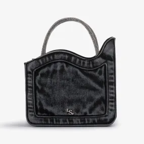 IVY SMALL BAG Black denim and Crystals small bag