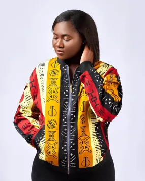 Kimani Ladies Kente Print Bomber Jacket - African Clothing Store | JT Aphrique