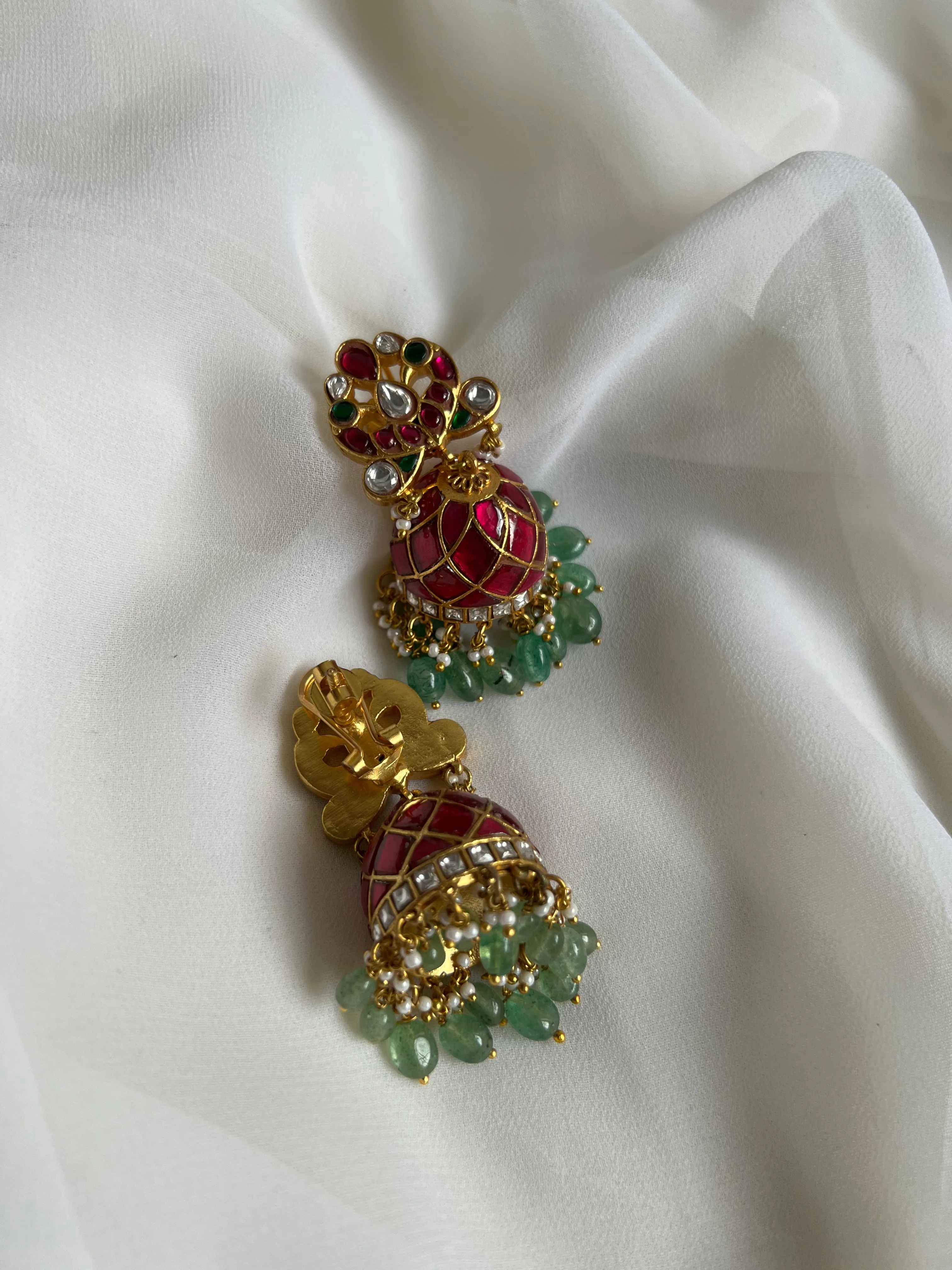 Kundan peacock premium Jhumkas