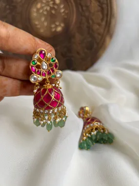 Kundan peacock premium Jhumkas