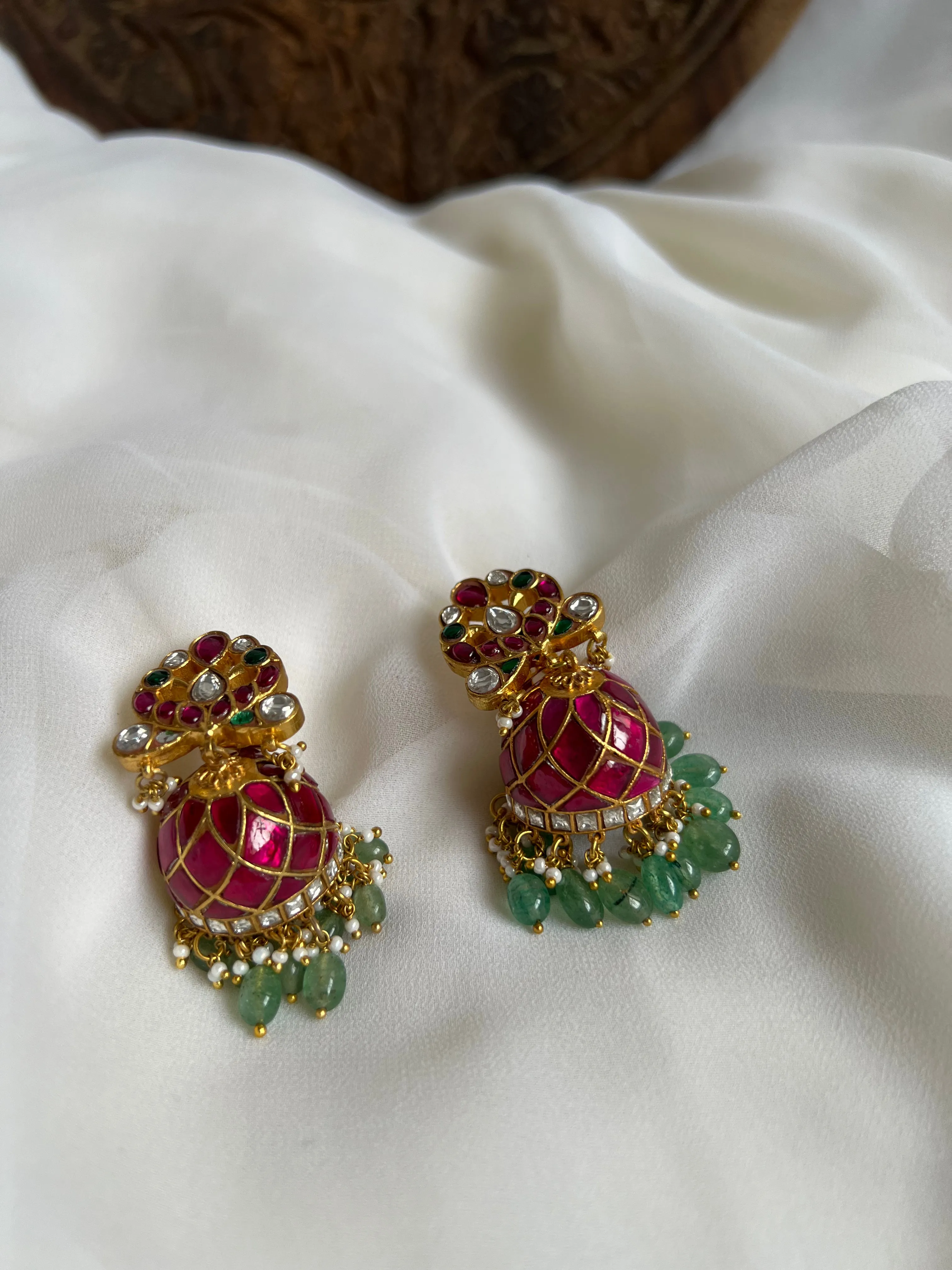 Kundan peacock premium Jhumkas