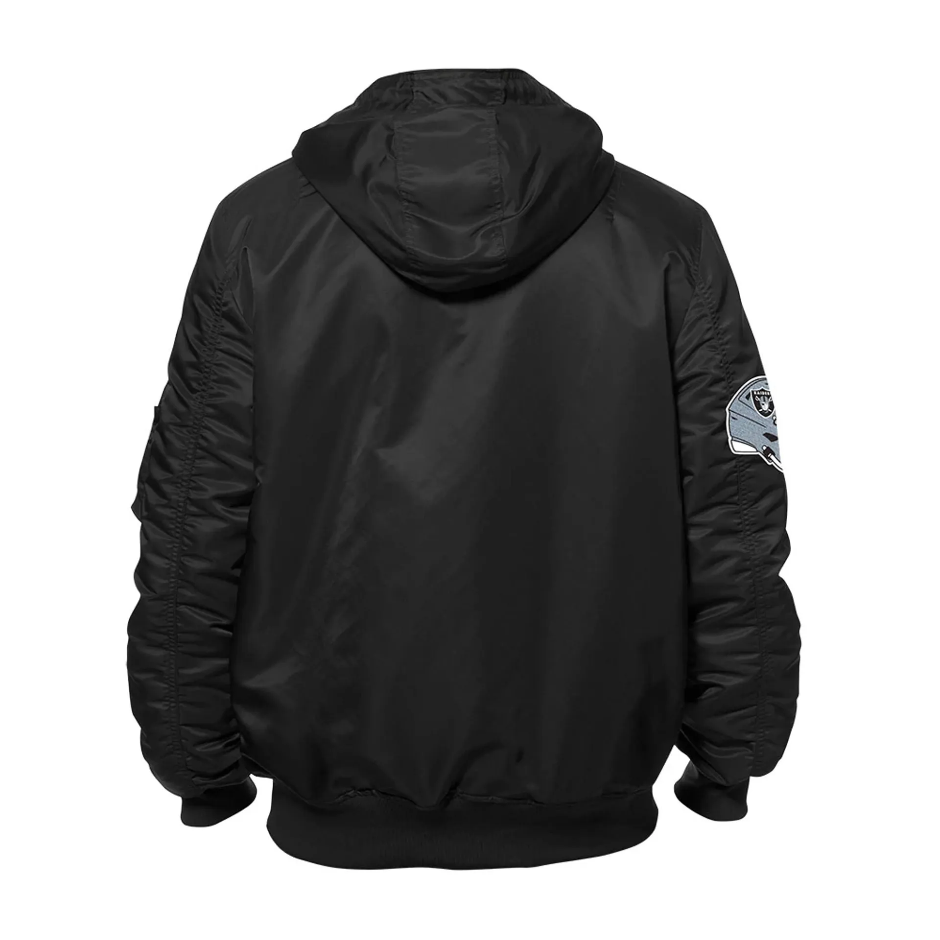 Las Vegas Raiders NFL x Alpha Industries Black Hooded Bomber Jacket