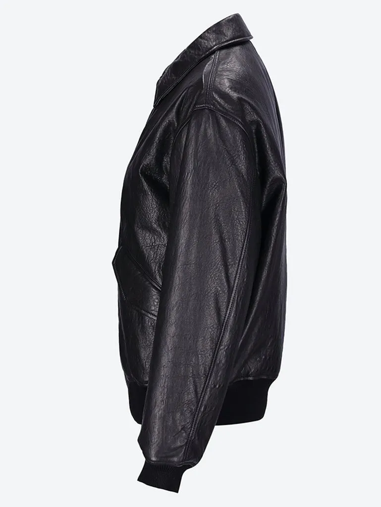 Leather bomber