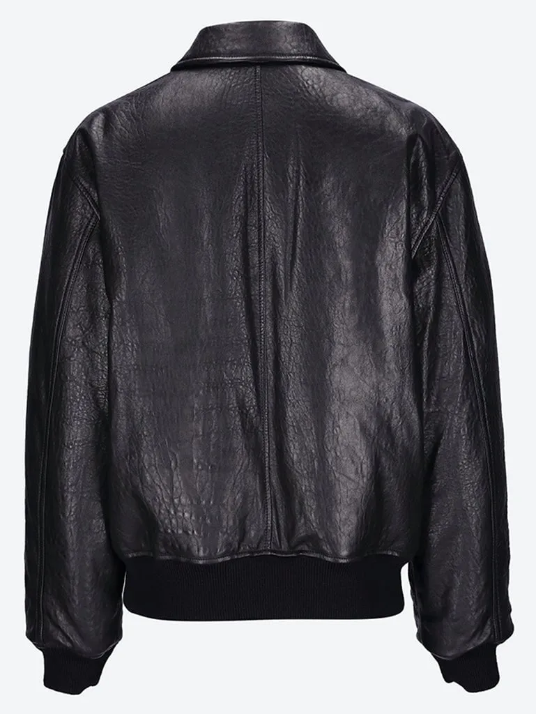 Leather bomber