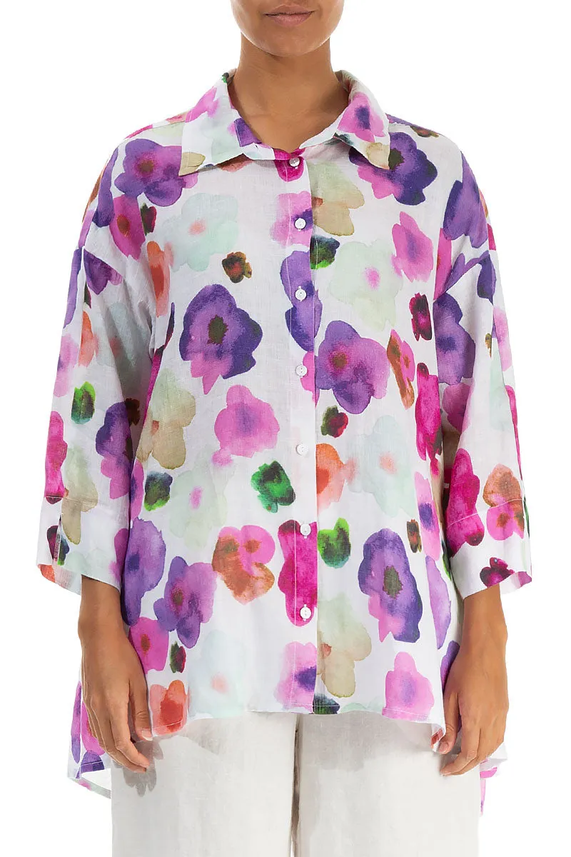 Loose Blossom Linen Shirt