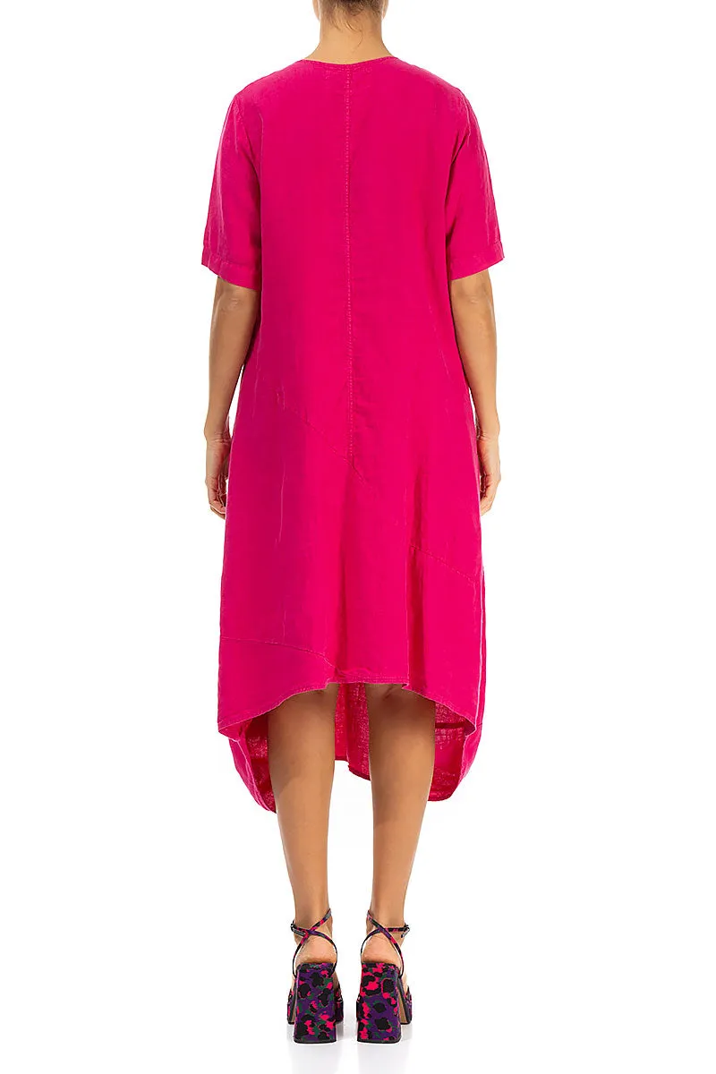 Loose Bright Berry Linen Dress