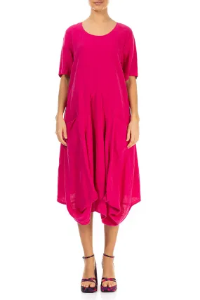 Loose Bright Berry Linen Dress