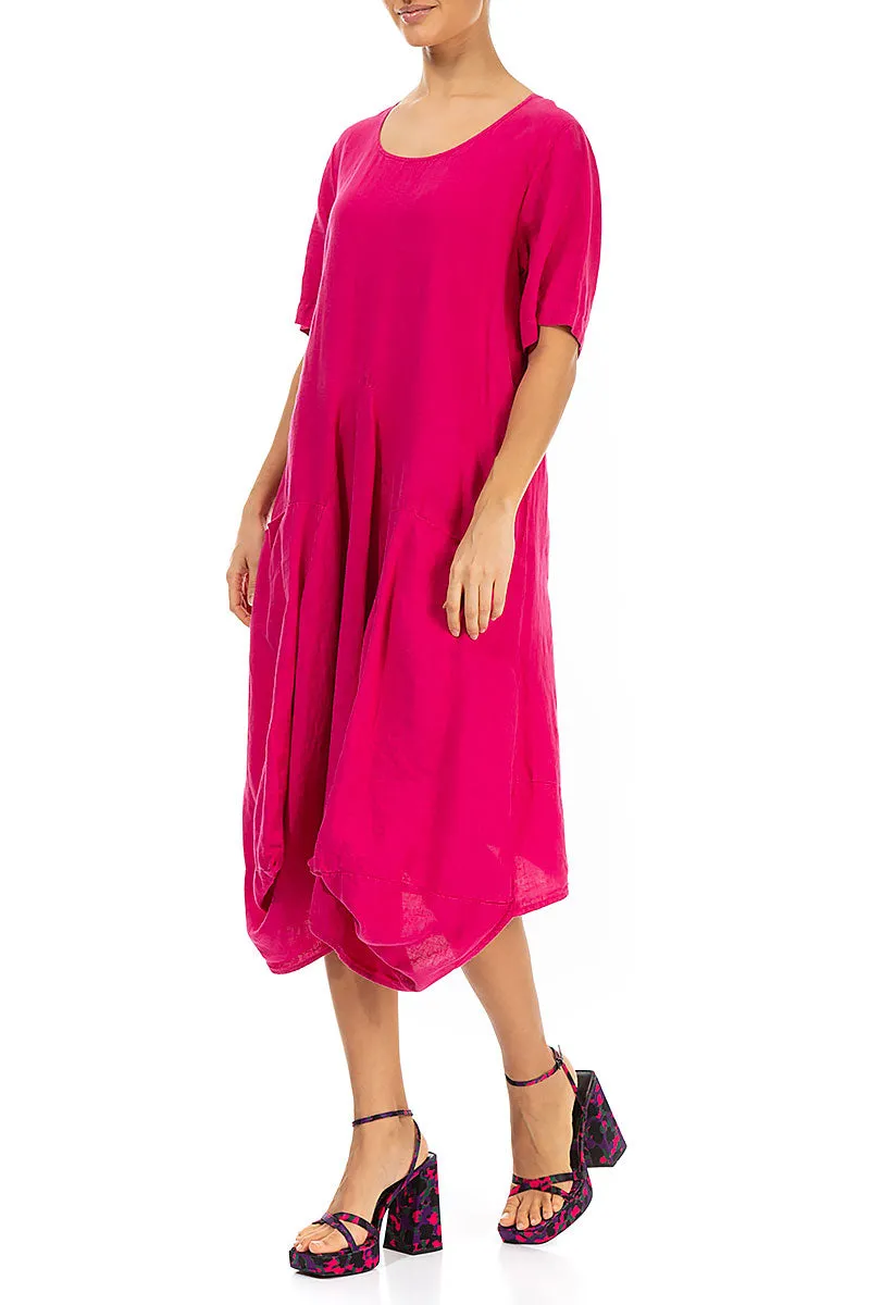 Loose Bright Berry Linen Dress