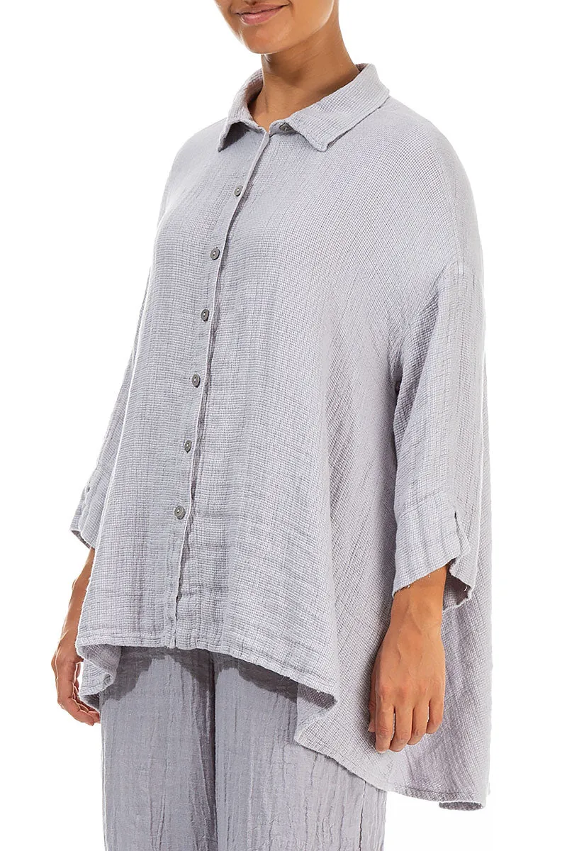 Loose Lilac Grey Textured Linen Shirt