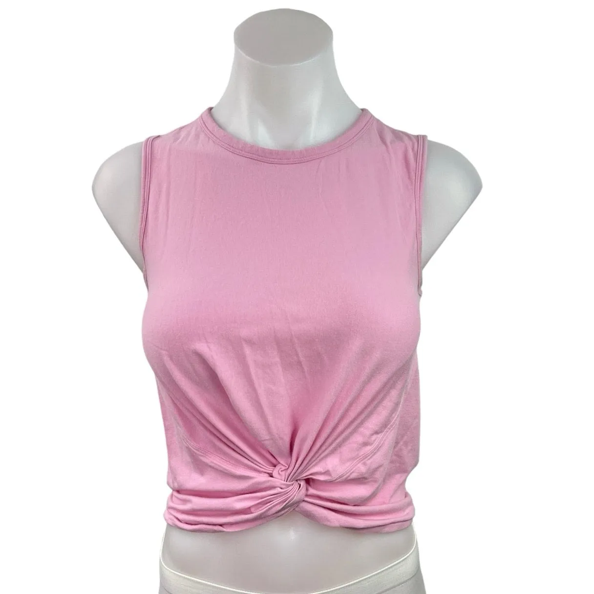 Lululemon Pink Sleeveless Crew Neck Pullover Knotted Front Sports Tank Top Sz S