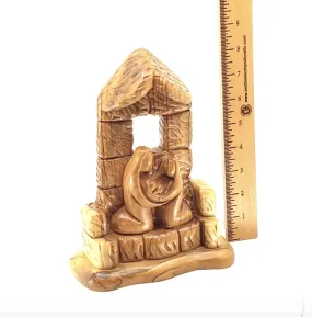 Nativity Scene Carved Ornament with The Holy Family, 8.5 Standing Manager Sculpture