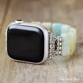 Natural Amazonite Stone Elastic Apple Watch Bracelet