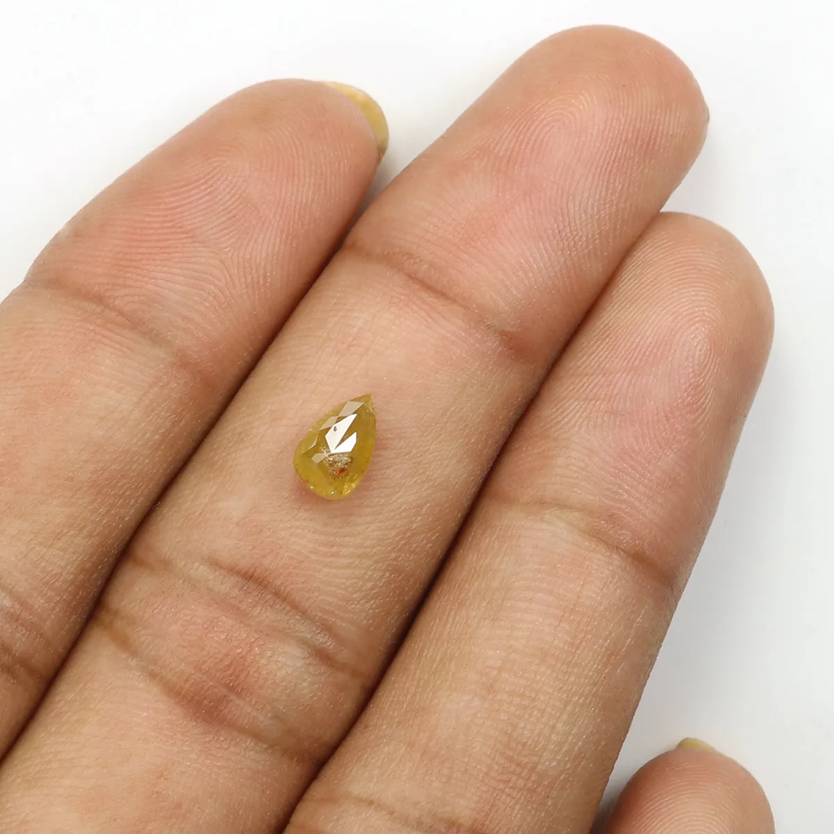 Natural Loose Pear Yellow Color Diamond 0.95 CT 7.00 MM Pear Shape Rose Cut Diamond L7651