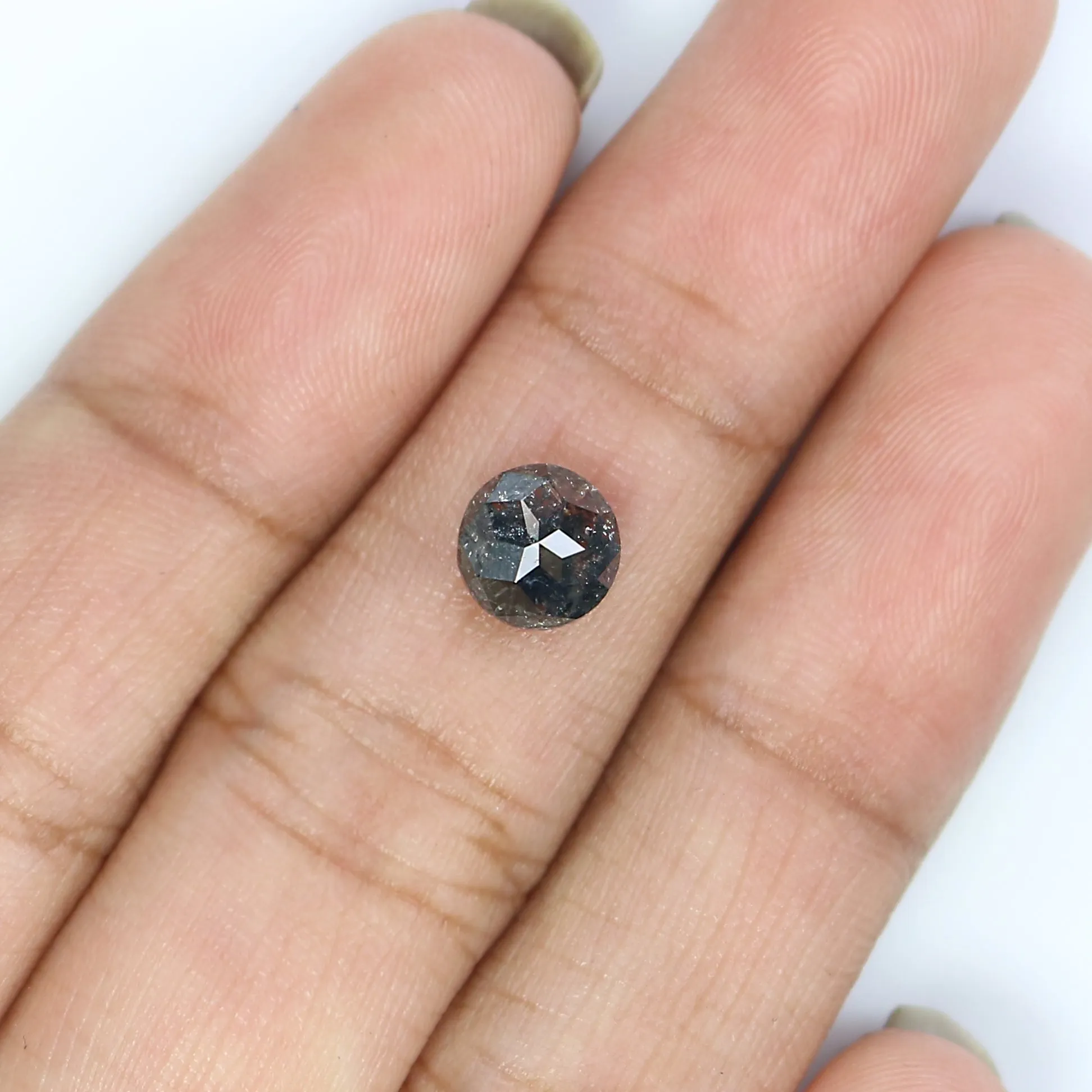 Natural Loose Round Rose Cut Diamond, Salt And Pepper Round Diamond, Natural Loose Diamond, Rose Cut Diamond, 1.17 CT Round Shap