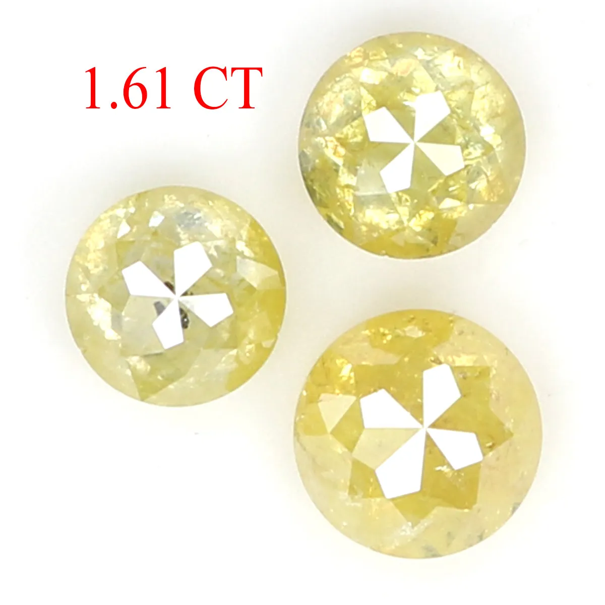 Natural Loose Round Rose Cut Yellow Color Diamond 1.61 CT 4.30 MM Rose Cut Shape Diamond L1882