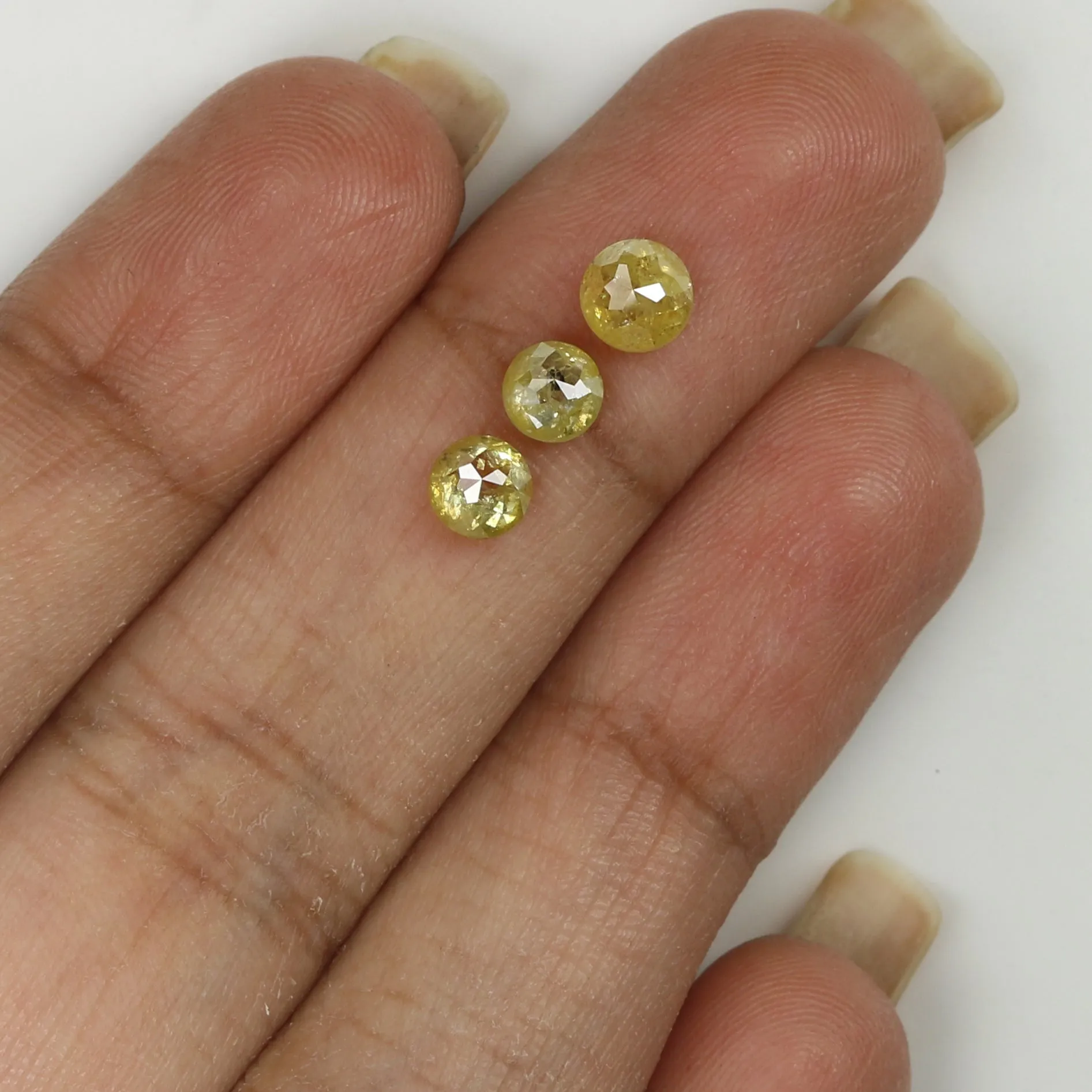 Natural Loose Round Rose Cut Yellow Color Diamond 1.61 CT 4.30 MM Rose Cut Shape Diamond L1882