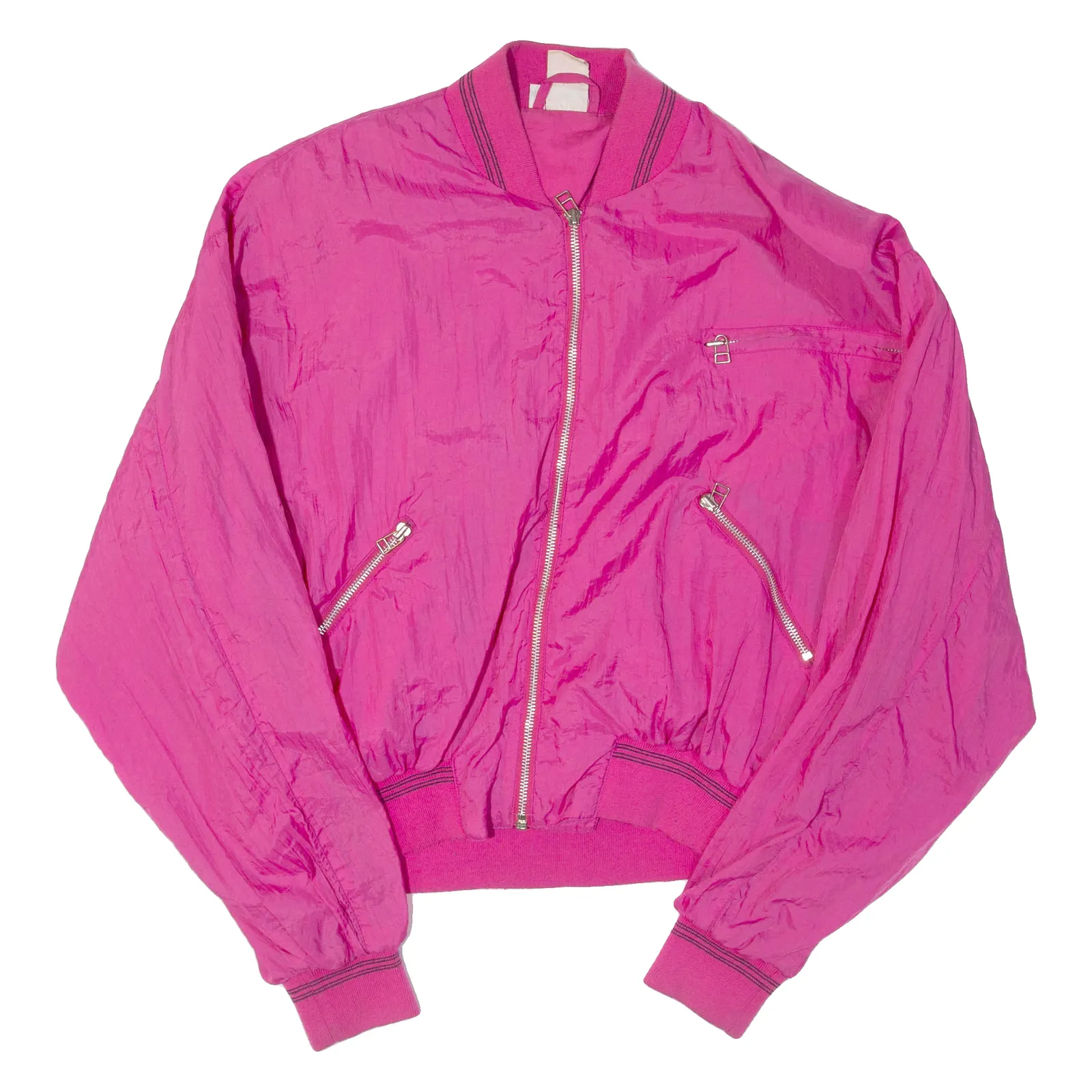 NEW ARRIVAL Womens Bomber Jacket Pink Nylon 90s M