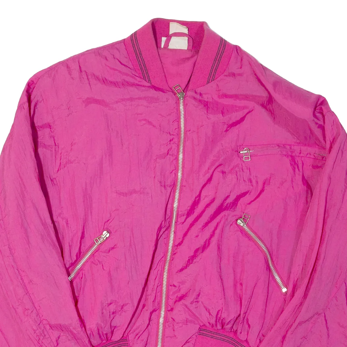 NEW ARRIVAL Womens Bomber Jacket Pink Nylon 90s M