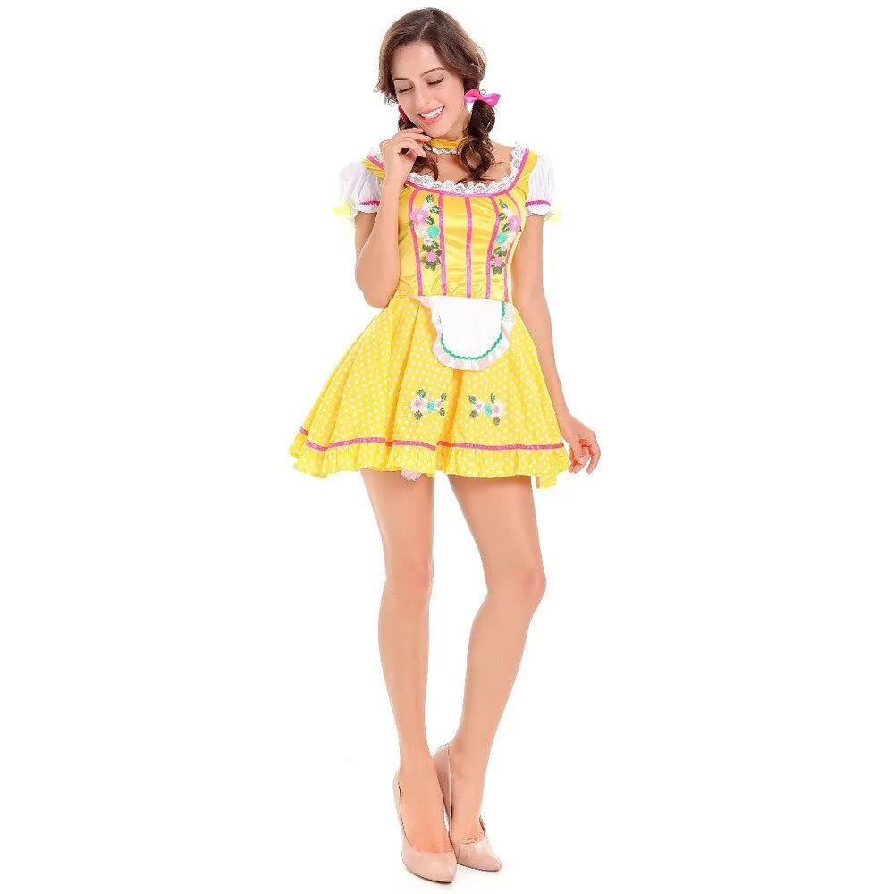 New Women Beer Festival Wench Costume German Bavarian Oktoberfest Beer Girl Fancy Dress