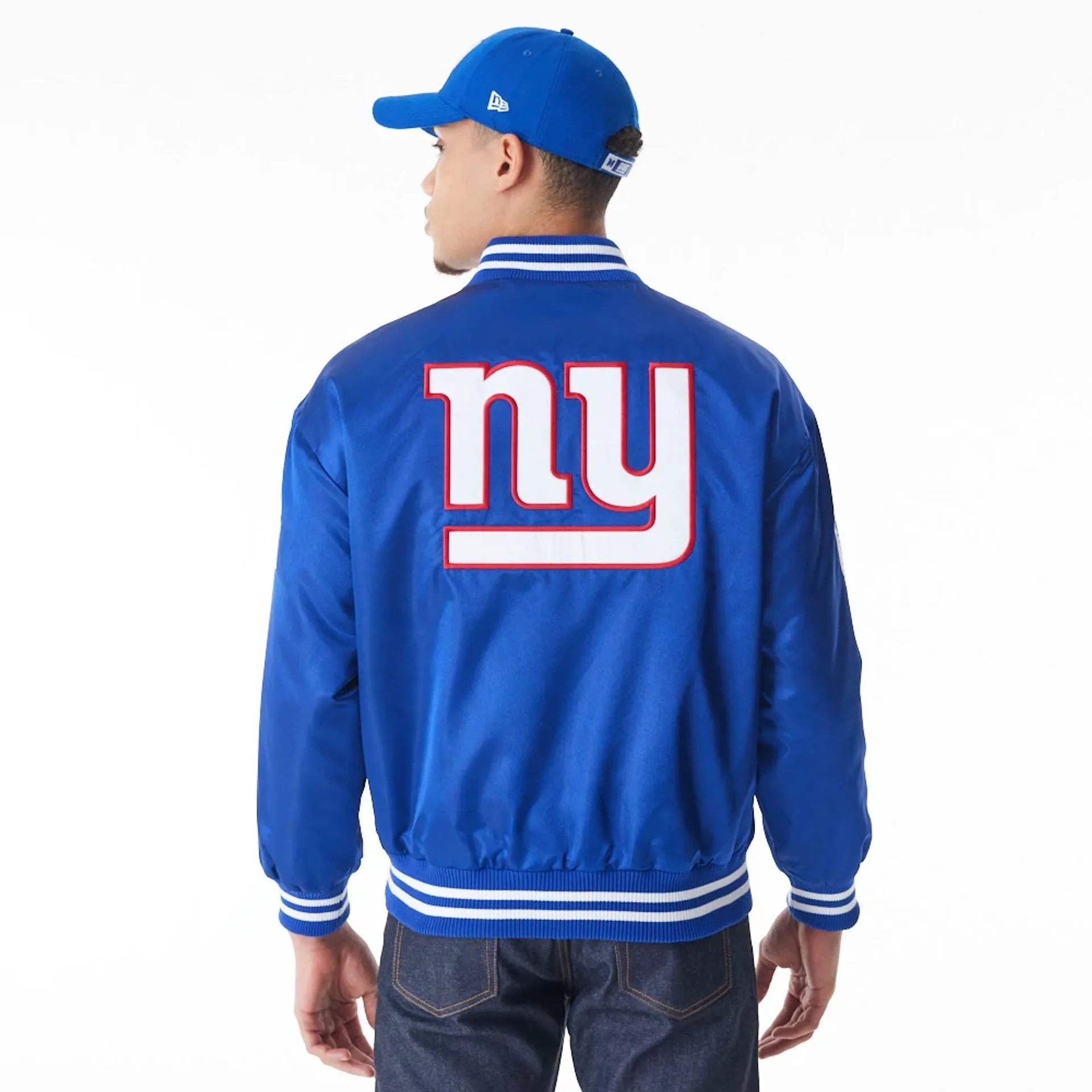 New York Giants NFL Blue Satin Bomber Jacket