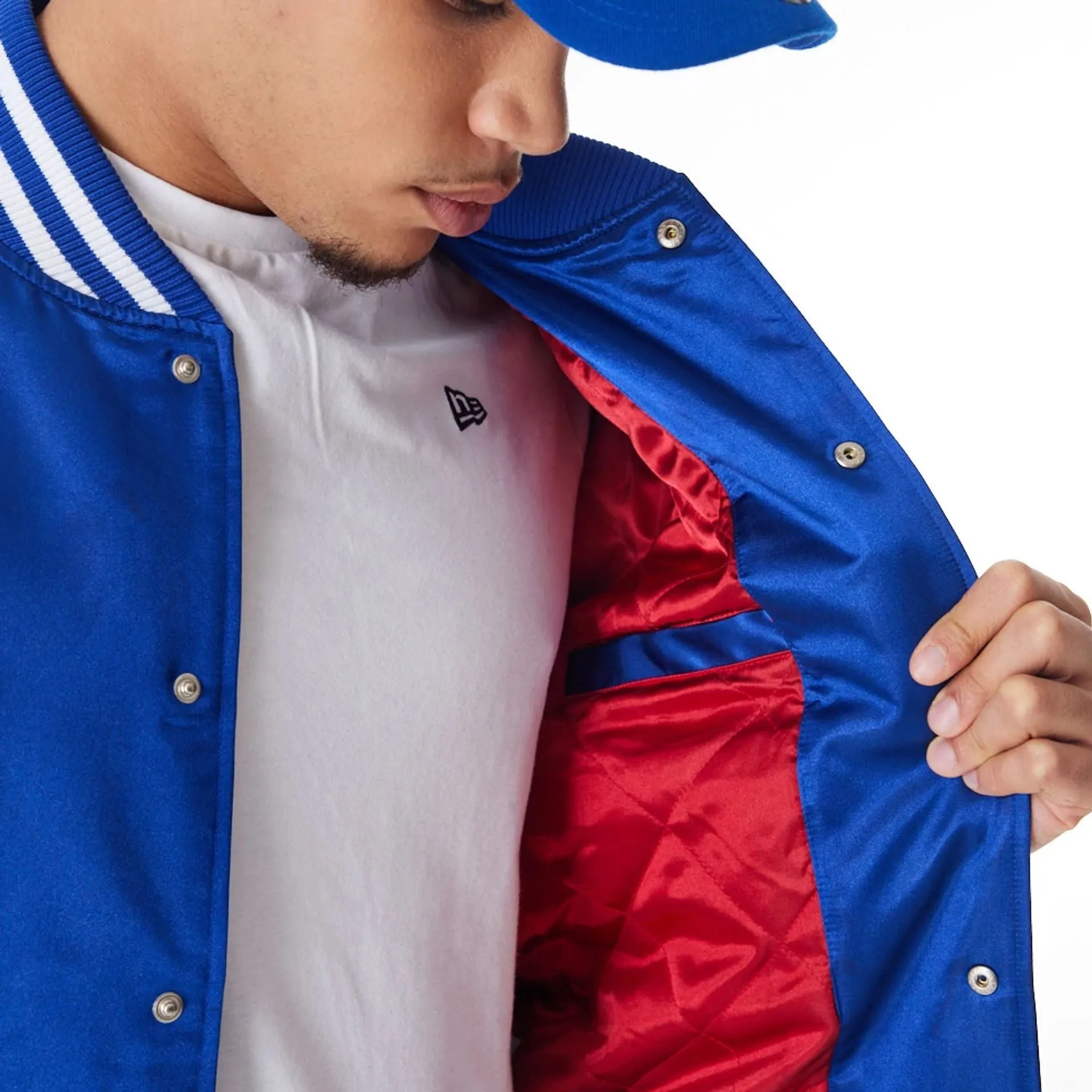 New York Giants NFL Blue Satin Bomber Jacket