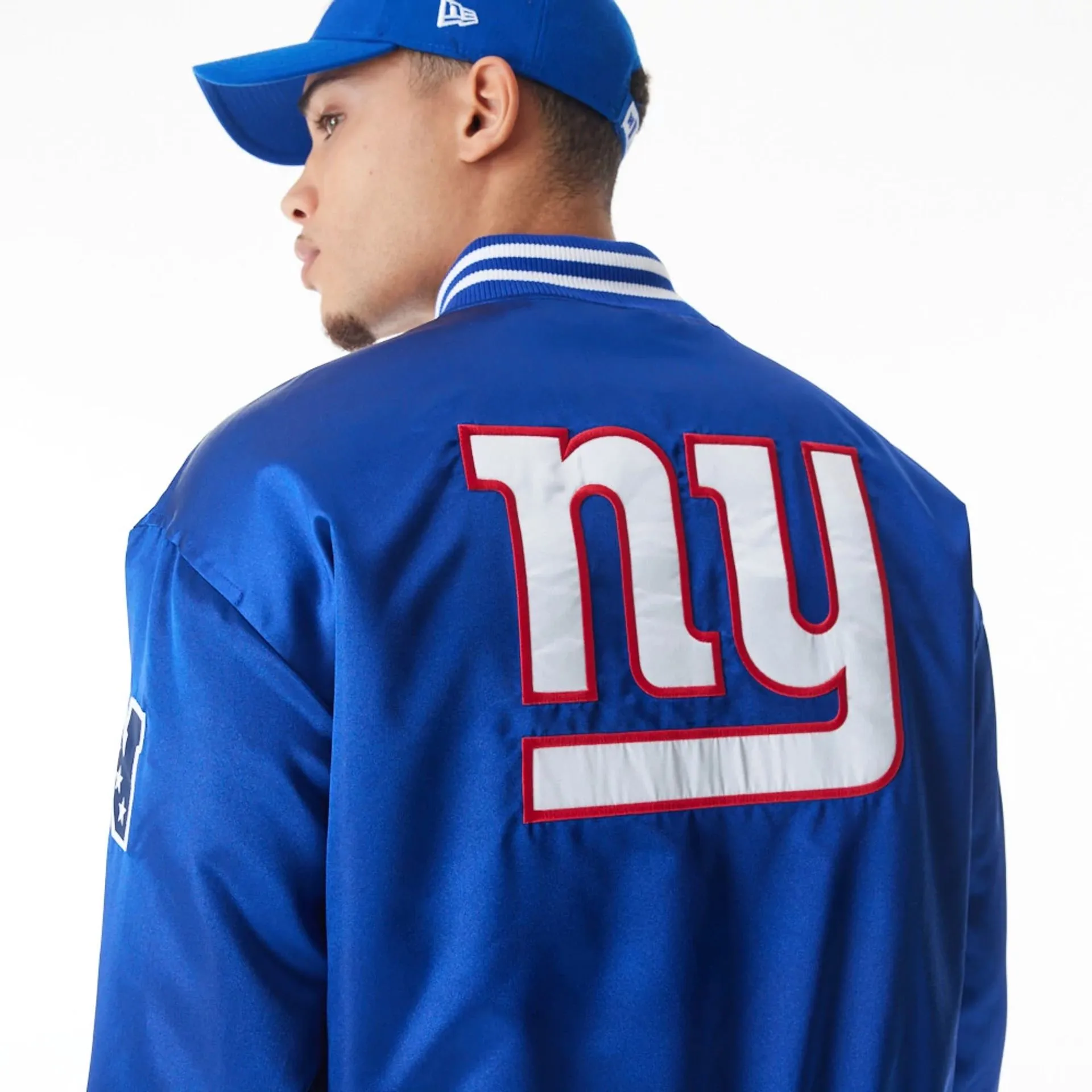 New York Giants NFL Blue Satin Bomber Jacket