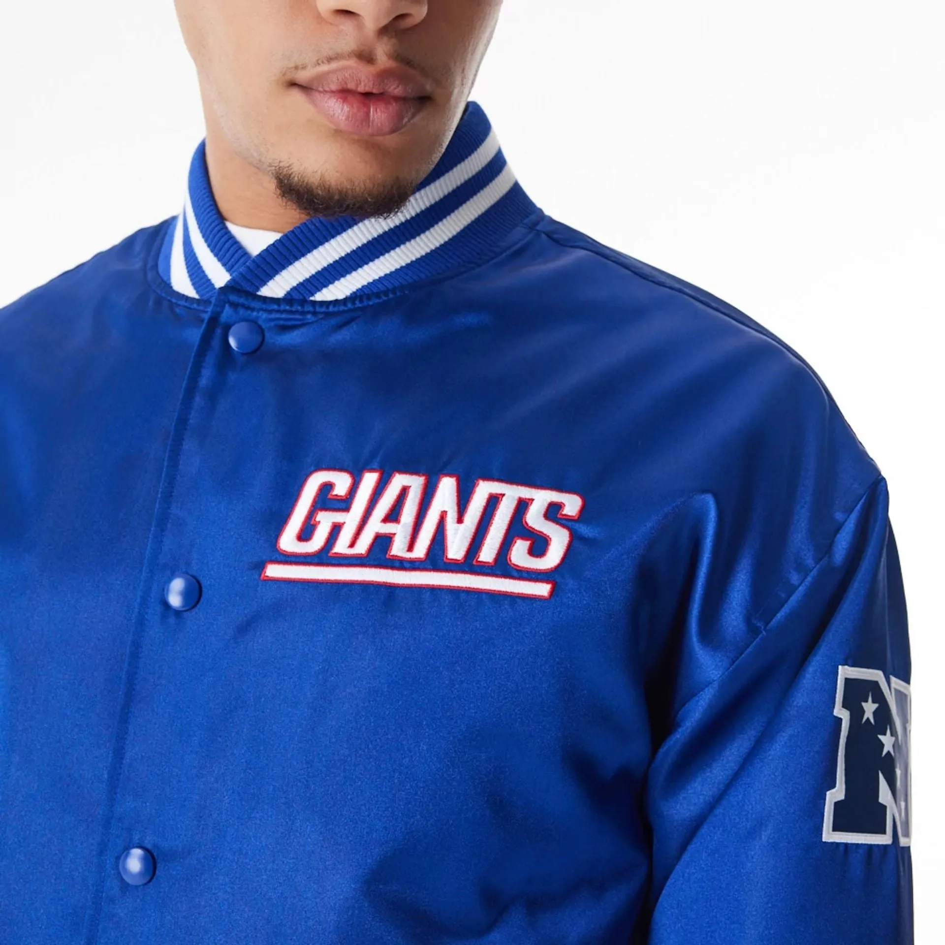 New York Giants NFL Blue Satin Bomber Jacket