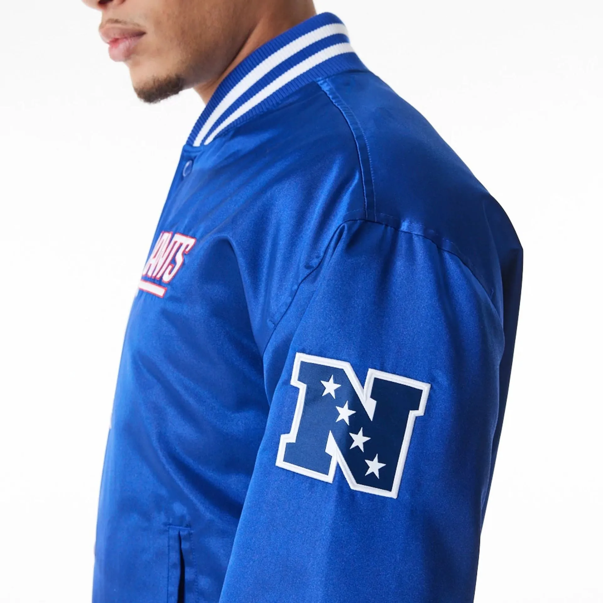 New York Giants NFL Blue Satin Bomber Jacket