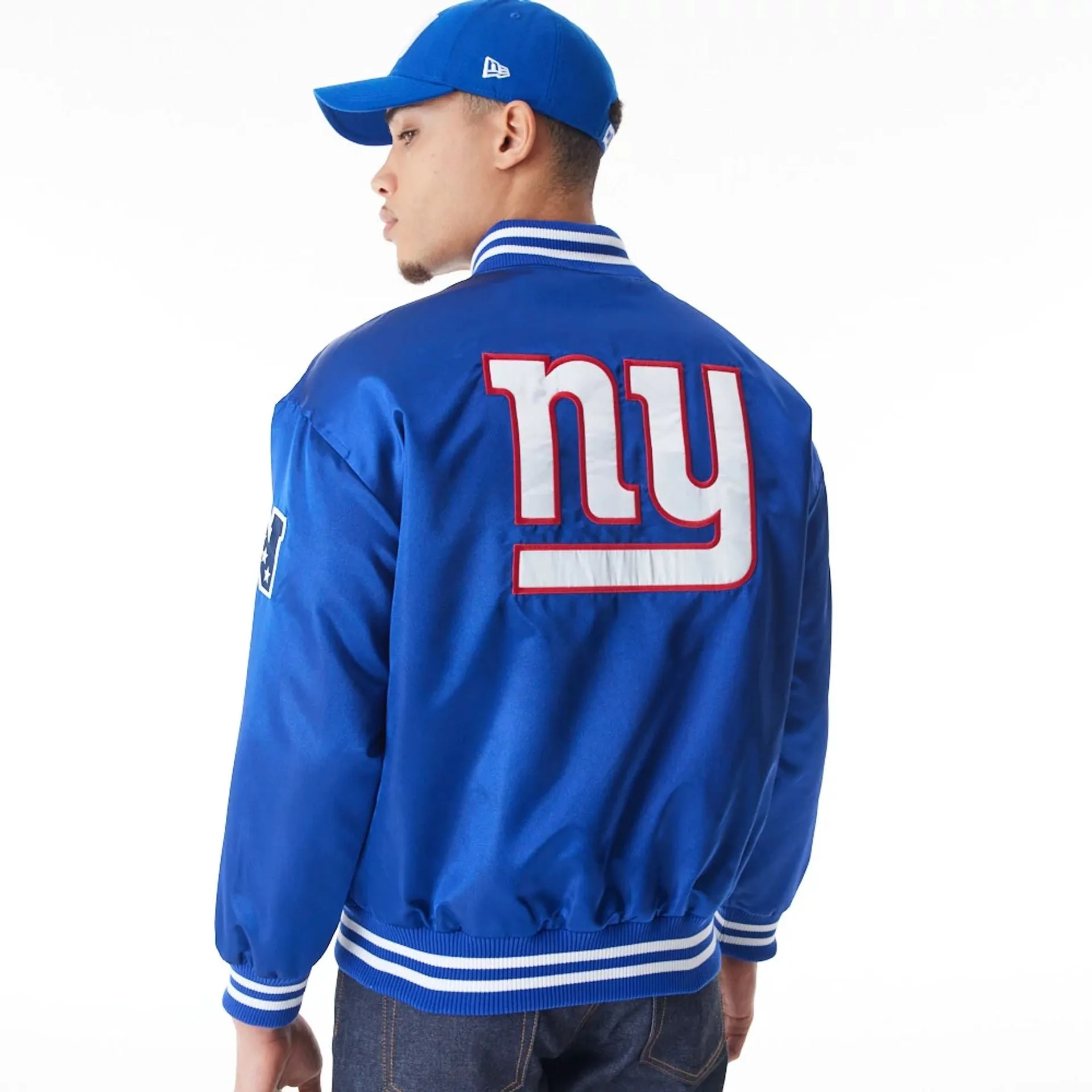 New York Giants NFL Blue Satin Bomber Jacket