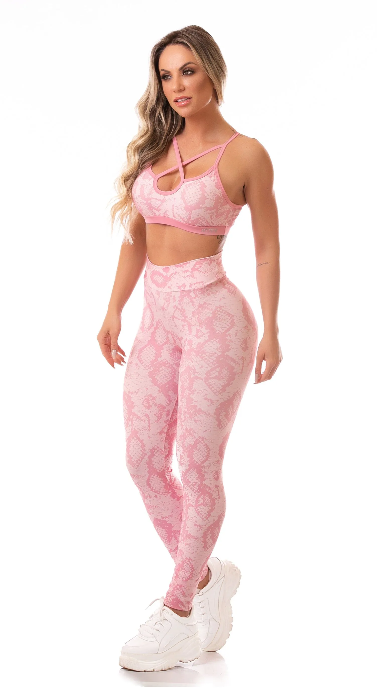 Obsession Snake Print Sports Bra - Pink