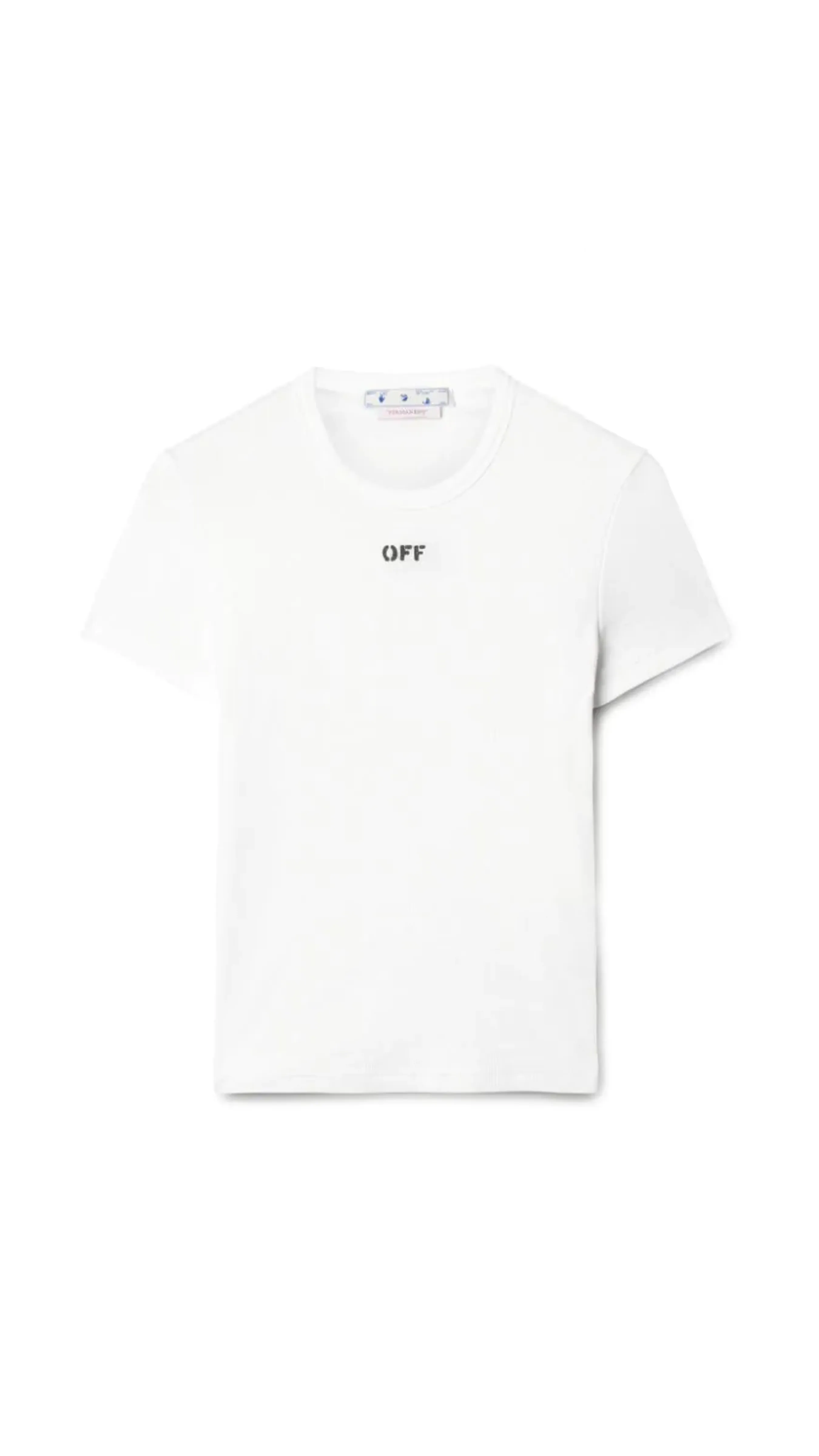 Off Stamp Ribbed Basic Tee - White