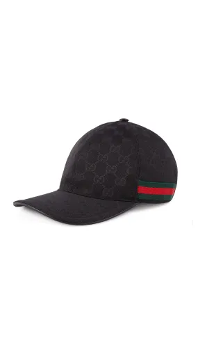 Original GG Canvas Hat with Webbing - Black