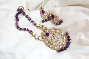 Premium Purple CZ Uncut Kundan Set