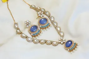 Premium Uncut Kundan Set - Blue