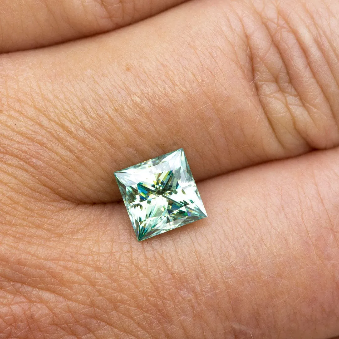 Princess-Cut Square Loose Teal Moissanite Stone