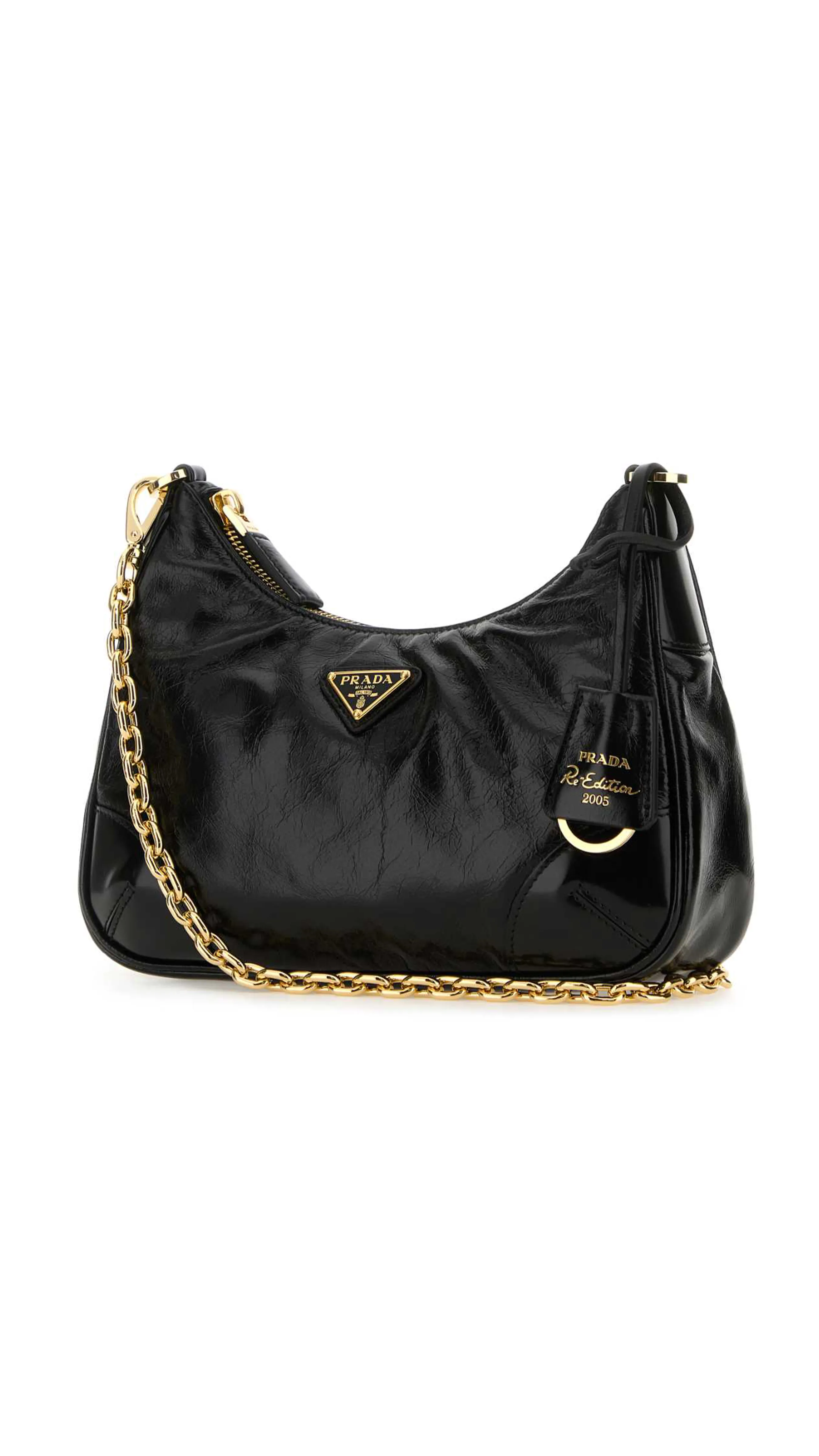 Re-Edition 2002 Bag in Antique Glossy Leather - Black