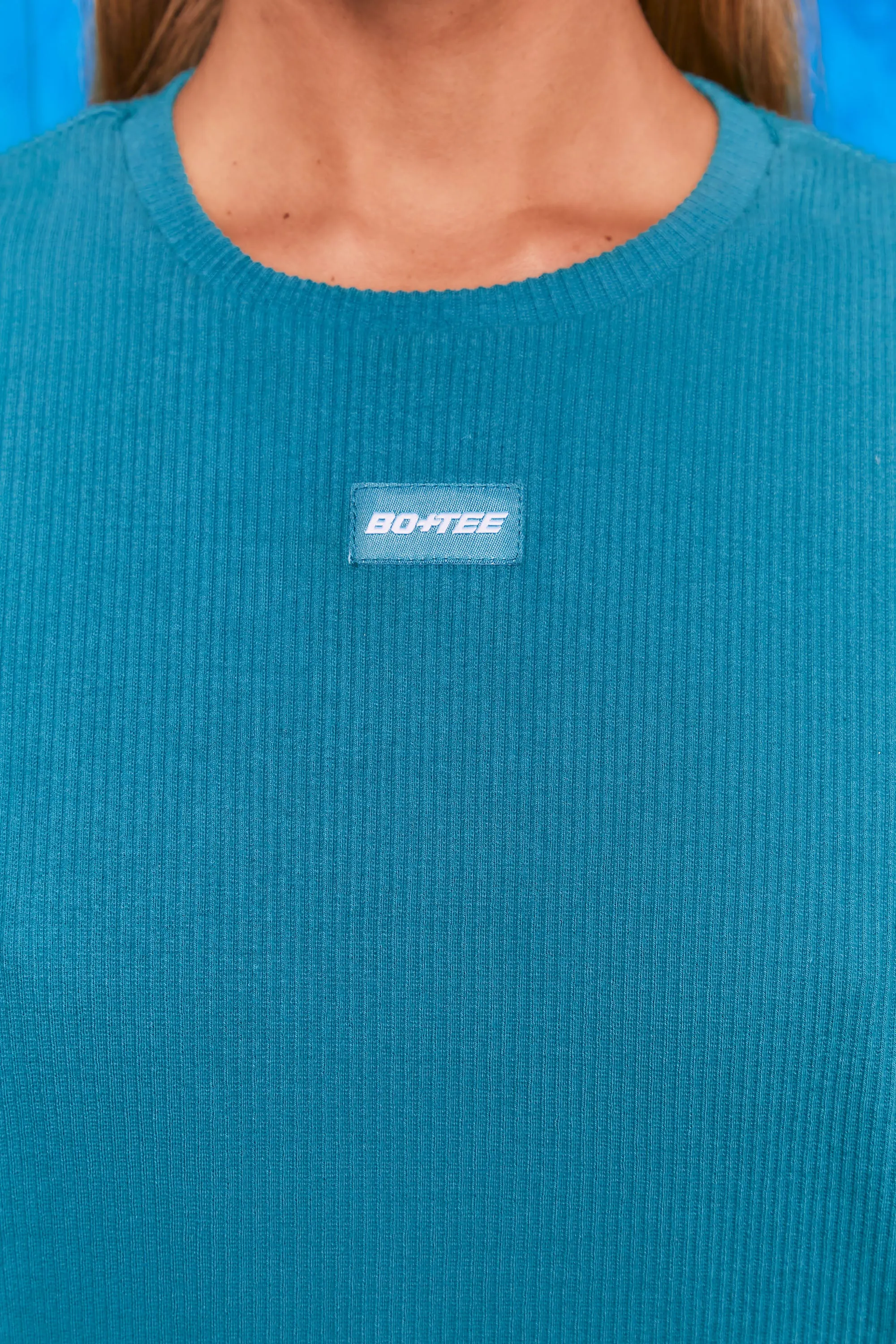 Recover Ribbed Longline Sweatshirt in Teal