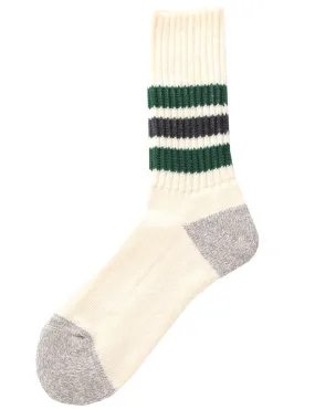 Rototo Coarse Ribbed Crew Socks R1255 Green Charcoal