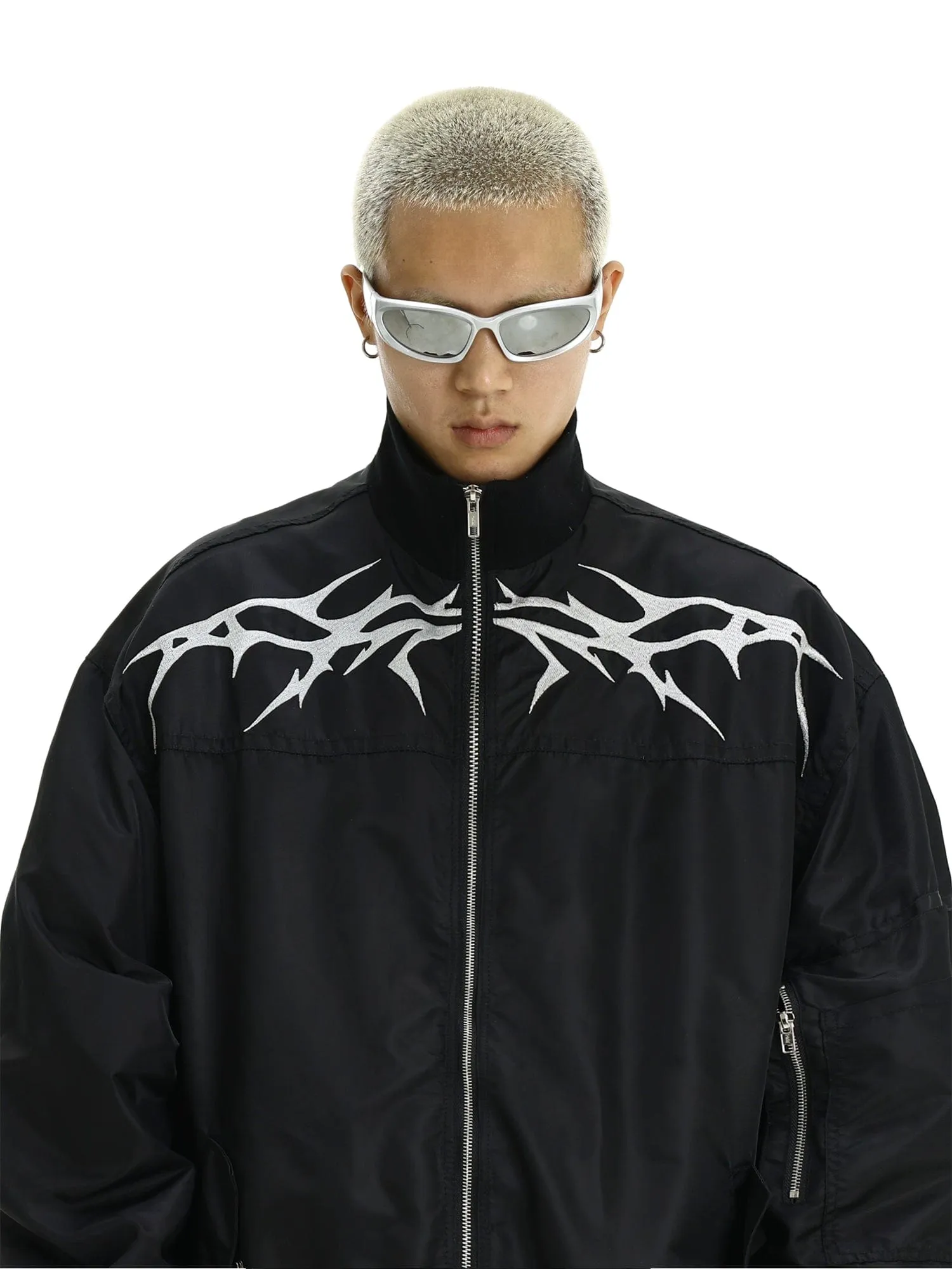 RT No. 10379 EMBROIDERED ZIP-UP BOMBER JK