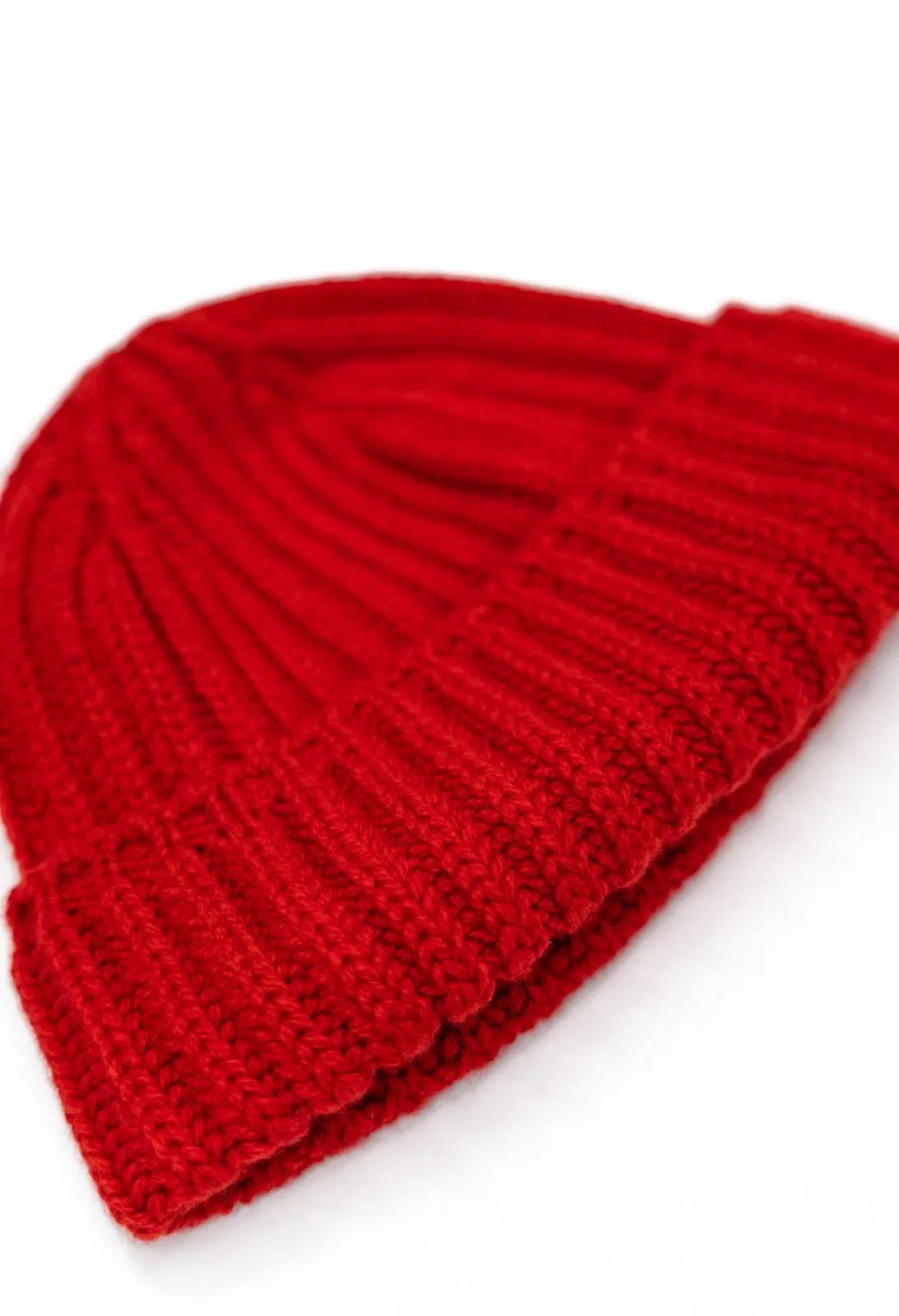 SE11 RIBBED CHUNKY WOOL HAT RED