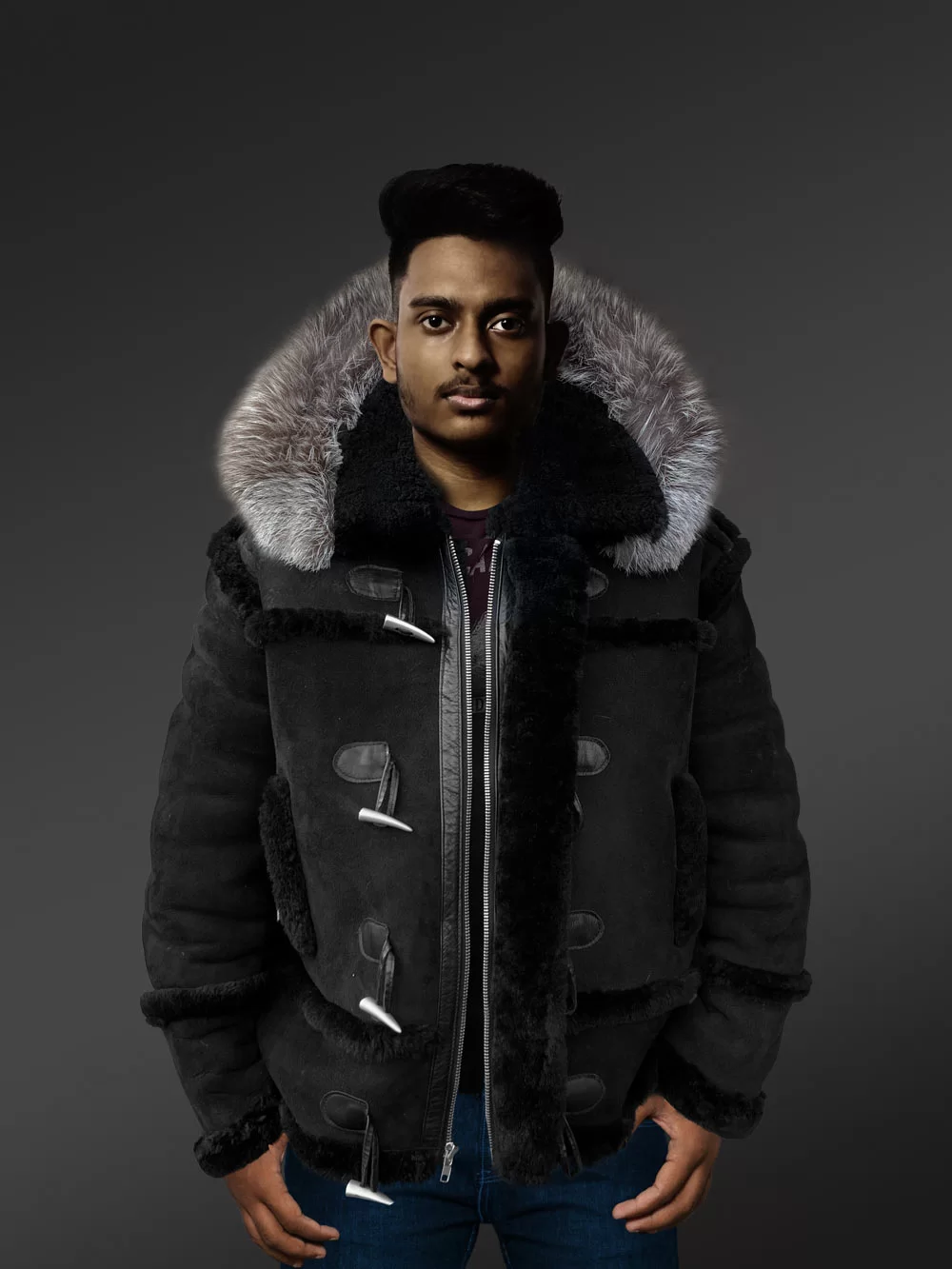 Shearling Jacket Men in B-3 Bomber Style | Sheepskin Bomber