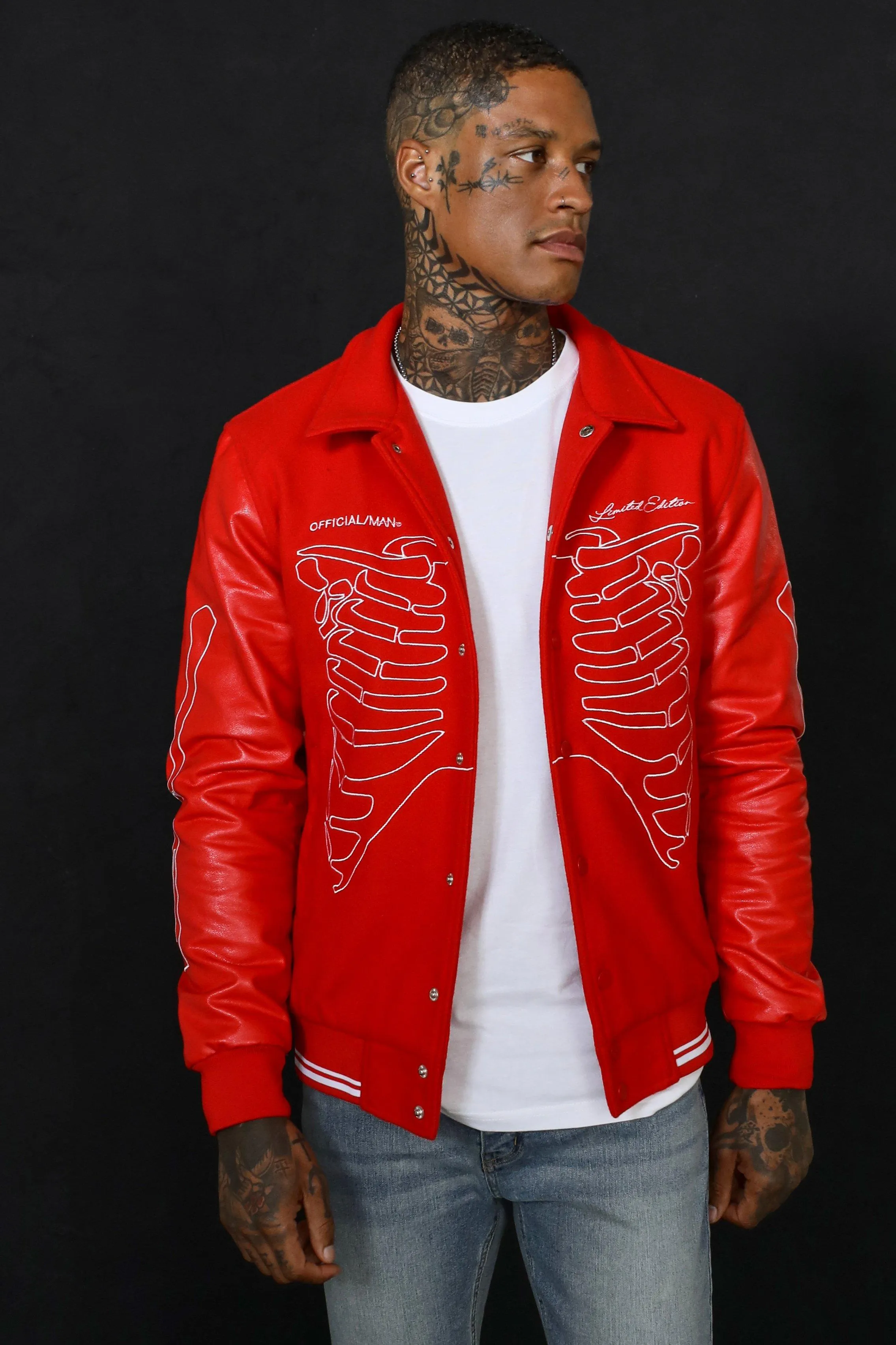 Skeleton Collar Varsity Bomber