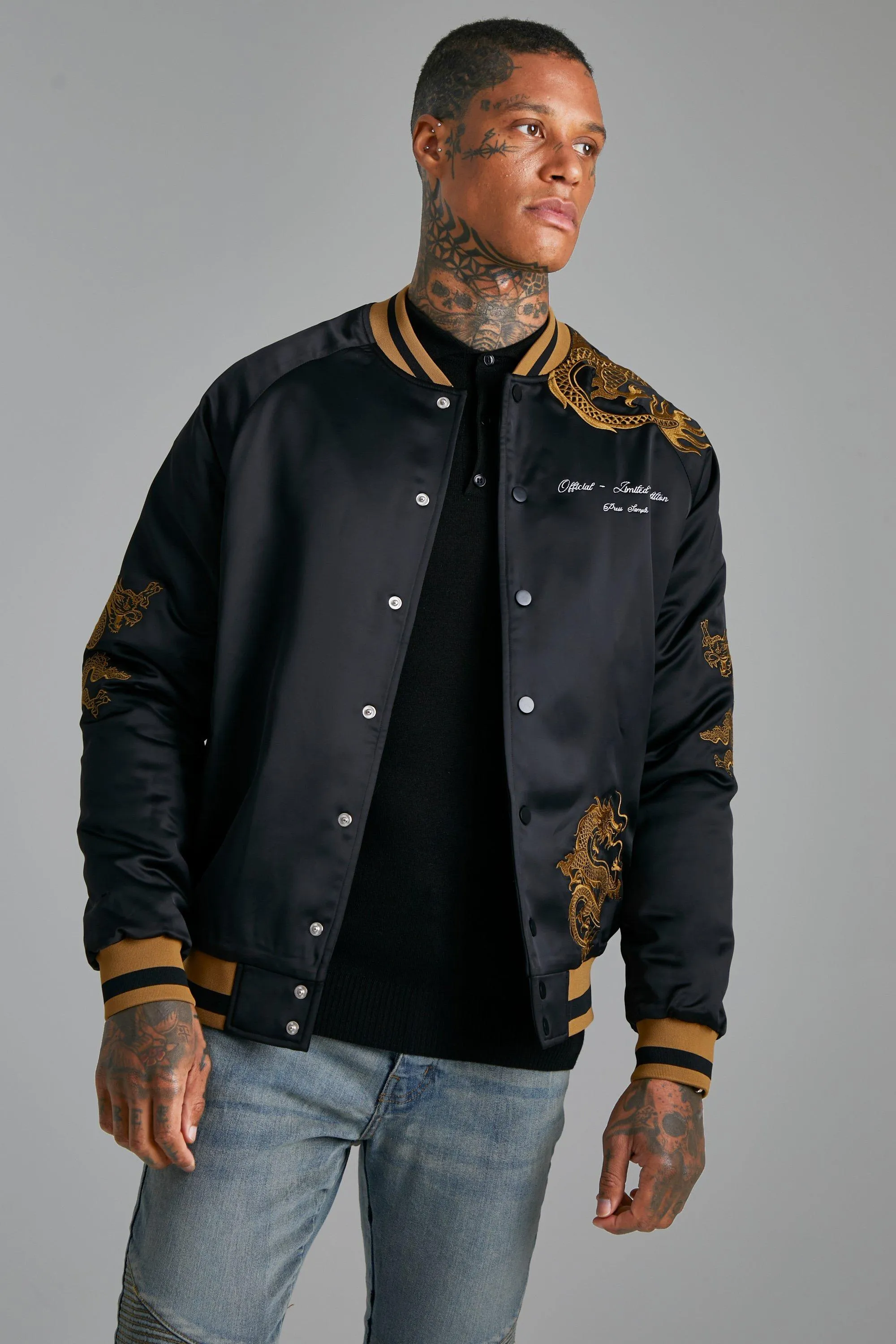 Snake Shoulder Embroidered Bomber