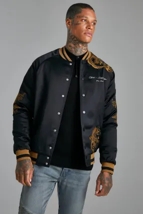 Snake Shoulder Embroidered Bomber