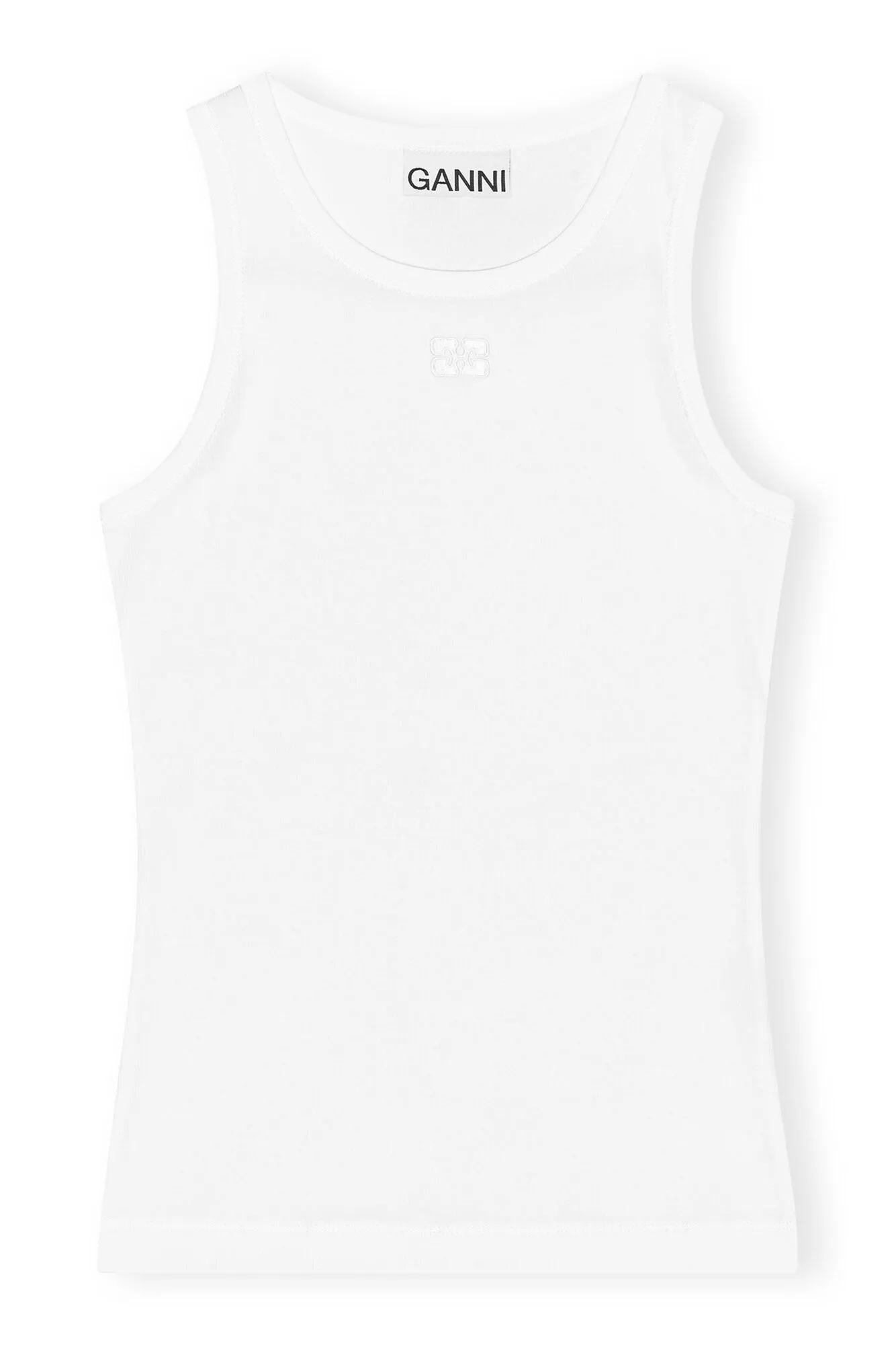 SOFT COTTON RIBBED TANK TOP WHITE - GANNI